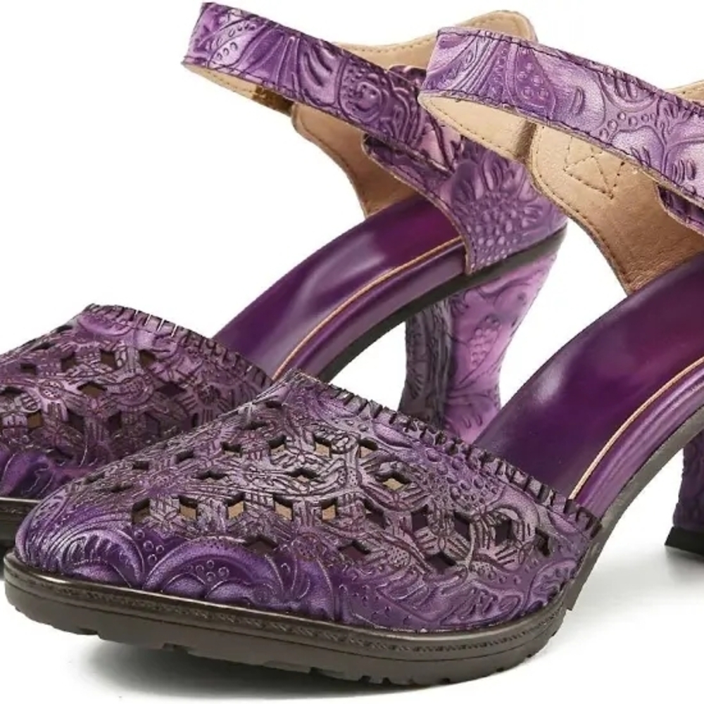 Purple Embossed Women's Heels